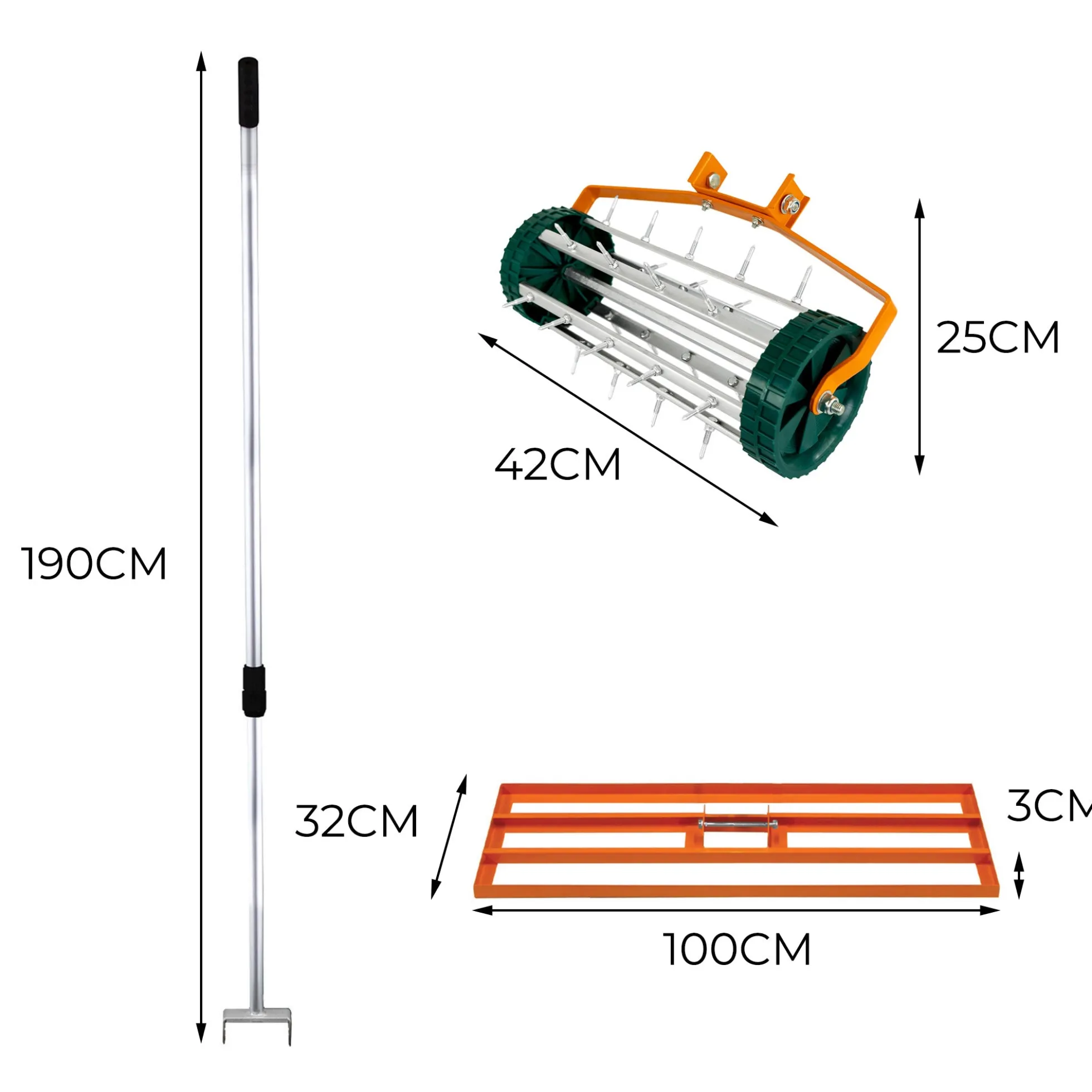 Nivelador De 100 Cm Y Aireador De Césped – Naranja