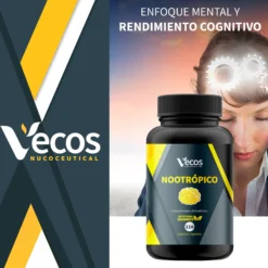 Nootrópico Natural Vecos 110 Cápsulas | Concentración Y Foco Mental | Cafeína + Teanina + Bacopa + Ginkgo