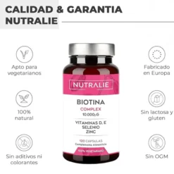 Nutralie Biotina complex 10000 mcg pelo, piel, uñas, 120 cápsulas