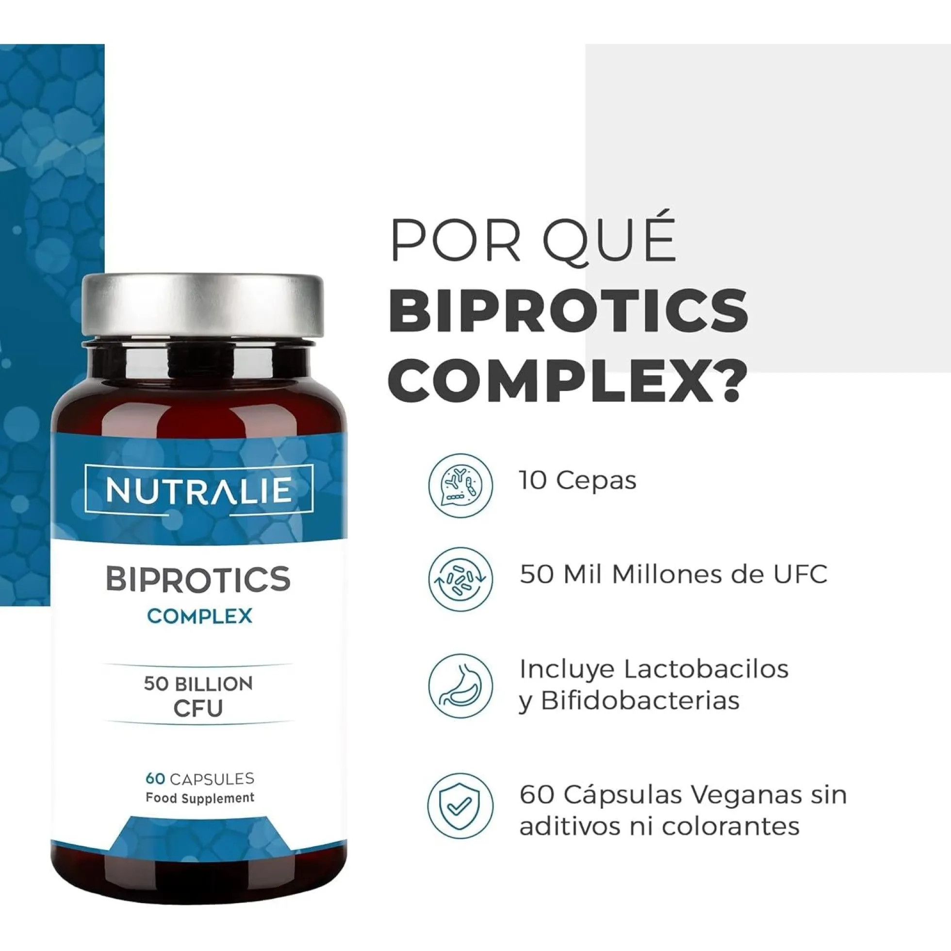 Nutralie Probióticos intestinales 10 cepas 60 Cápsulas