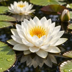 Nymphaea Bambi Nenúfar Estanque - Floración - Resistente - Con Cesta