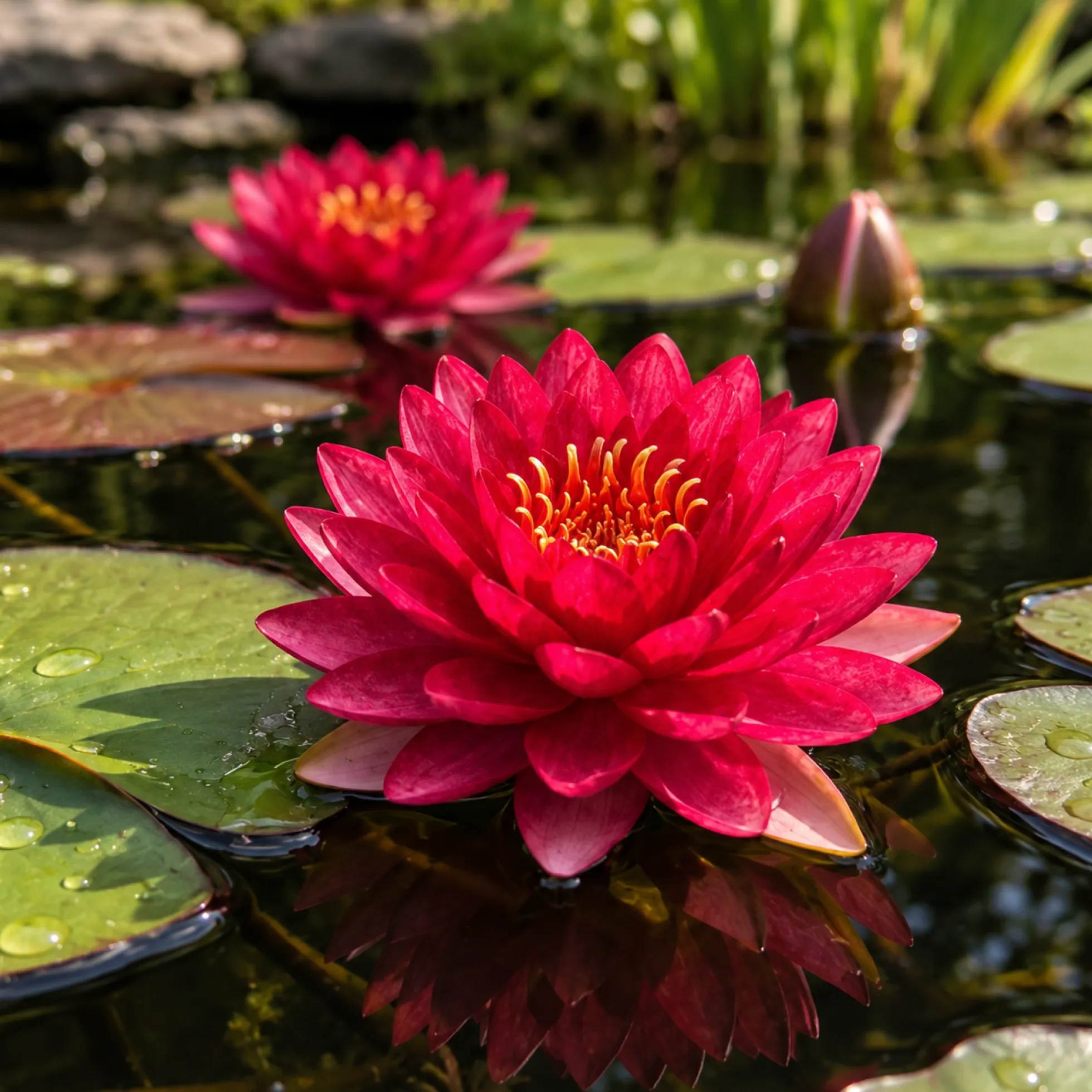 Nymphaea Petroula Nenúfar Estanque - Floración - Resistente - Con Cesta