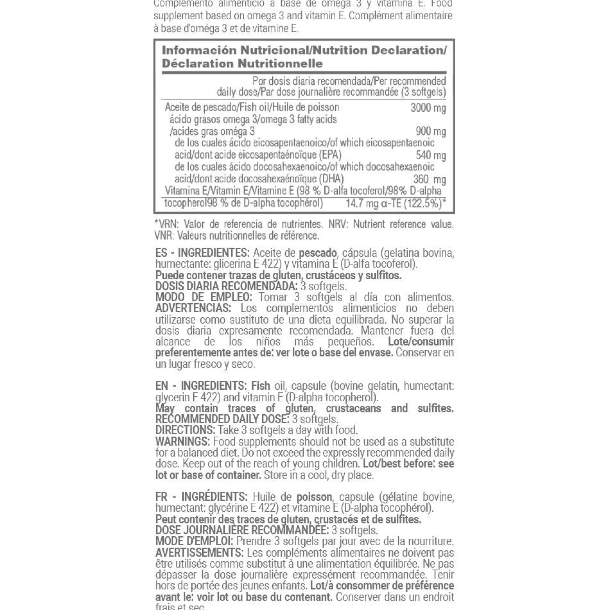 Omega 3 (aceite De Pescado 3000mg) - 120 Softgels - Reduce Los Triglicéridos - Masmusculo