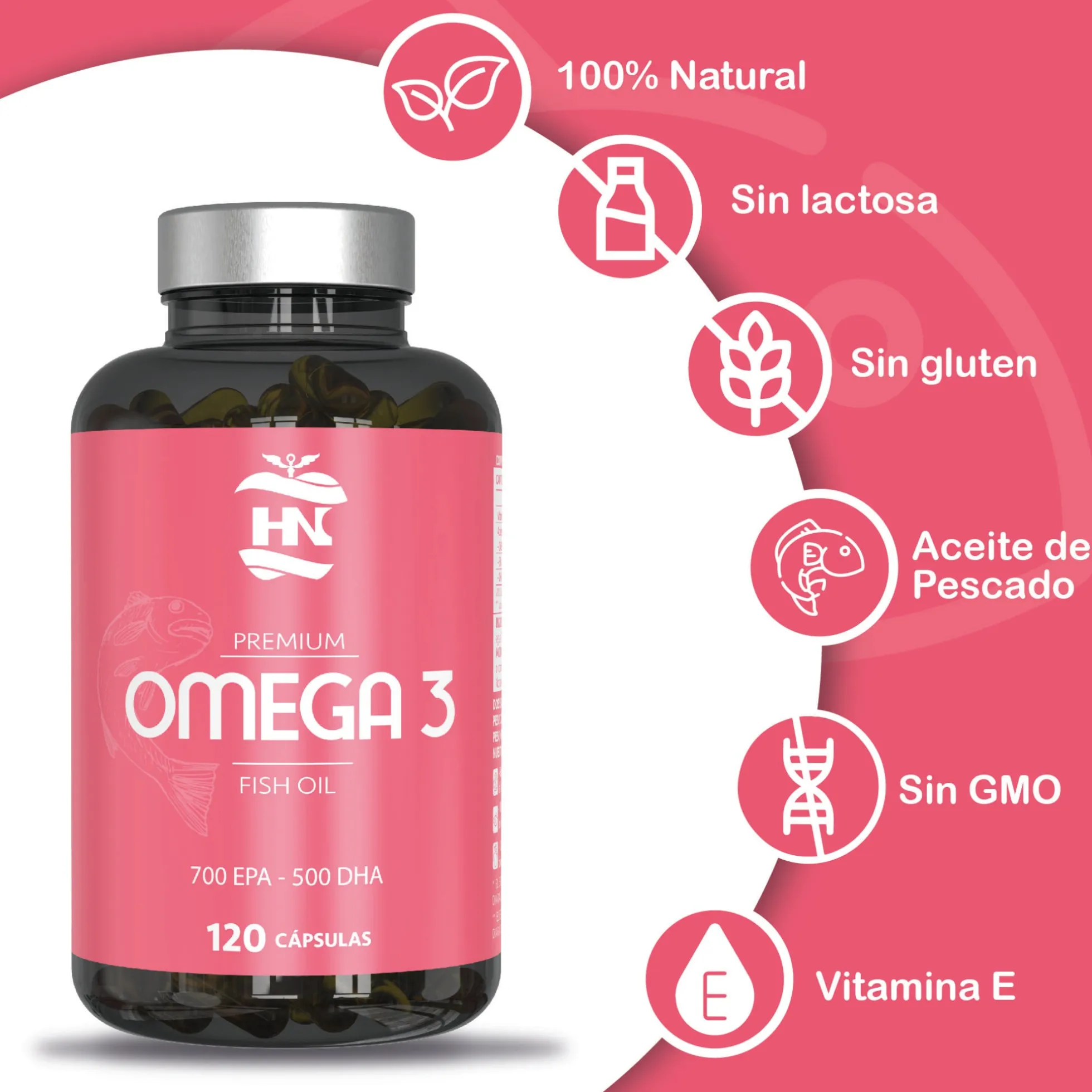 Omega 3 Capsulas 2000 Mg A Base De Aceite De Pescado - 120 Perlas Blandas Con 700mg Epa - 500mg Dha Con Vitamina E