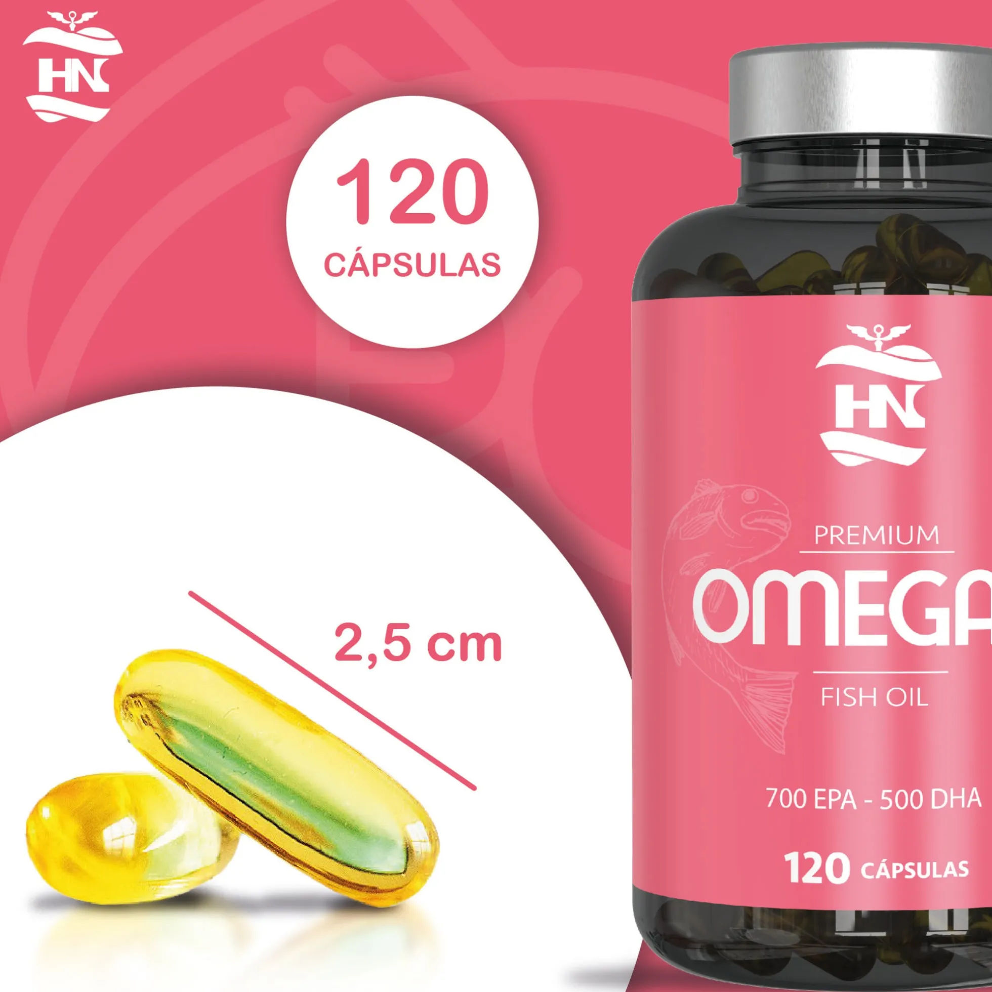 Omega 3 Capsulas 2000 Mg A Base De Aceite De Pescado - 120 Perlas Blandas Con 700mg Epa - 500mg Dha Con Vitamina E