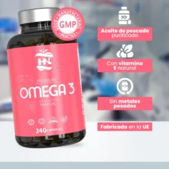 Omega 3 Capsulas 1000mg - 240 Perlas Blandas Enriquecido Con Vitamina E - Omega-3 Con 350mg Epa - 250mg Dha (4 Meses)