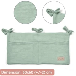 Organizador De Cuna Con Compartimentos Muselina Salvia
