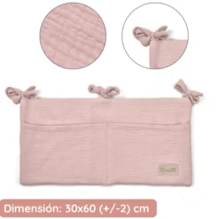 Organizador De Cuna Con Compartimentos Muselina Rosa