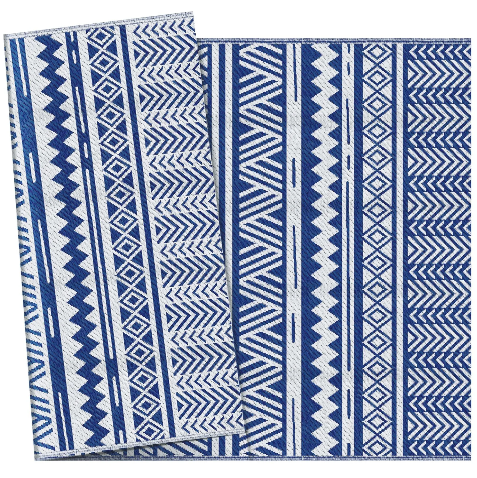 Outsunny Alfombra De Exterior 182x274 Cm Estilo Moderno Azul Oscuro Y Blanco