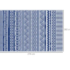 Outsunny Alfombra De Exterior 182x274 Cm Estilo Moderno Azul Oscuro Y Blanco
