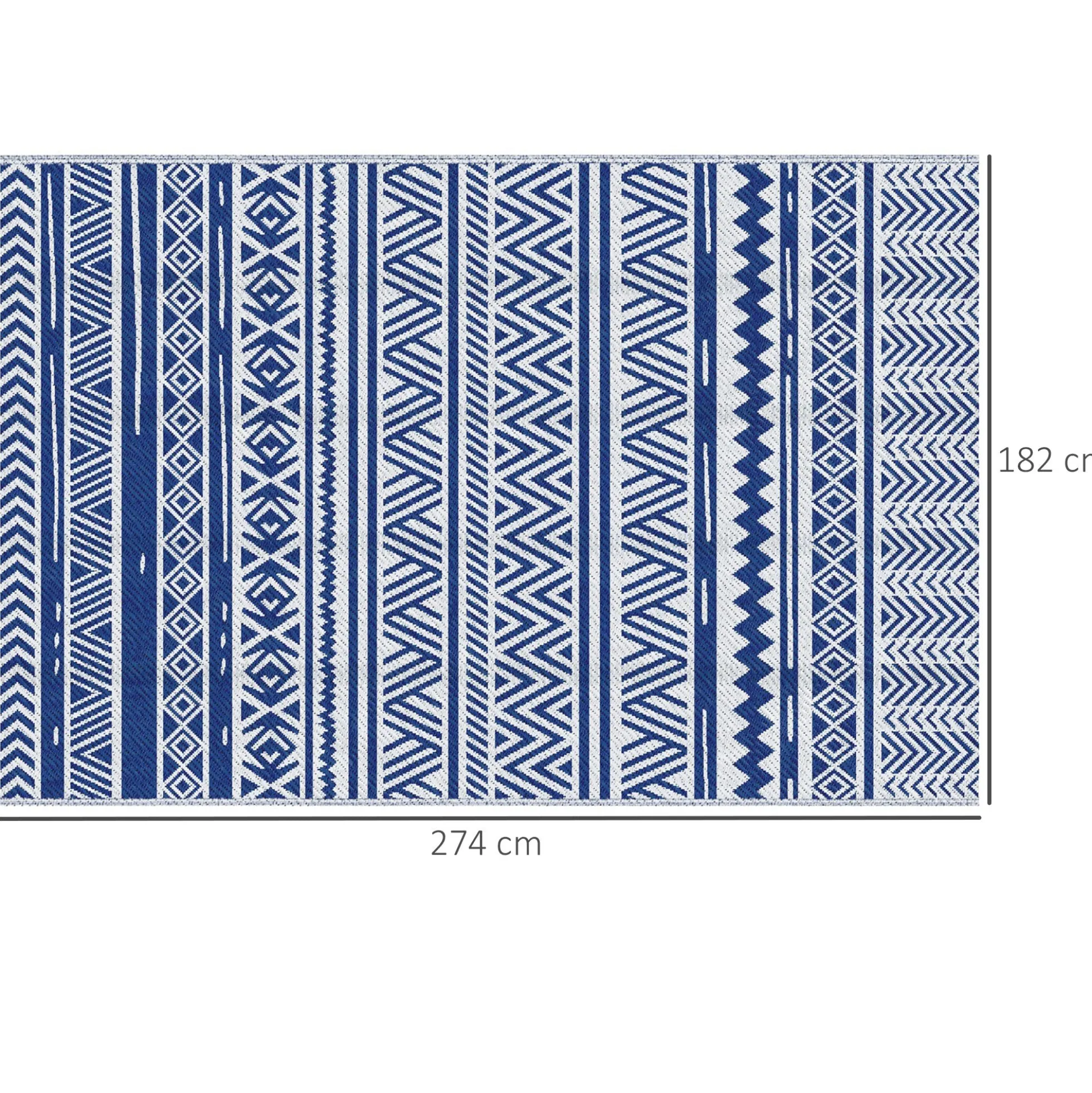 Outsunny Alfombra De Exterior 182x274 Cm Estilo Moderno Azul Oscuro Y Blanco