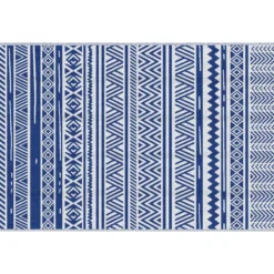 Outsunny Alfombra De Exterior 182x274 Cm Estilo Moderno Azul Oscuro Y Blanco