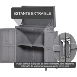 Outsunny Armario De Jardín De Madera Con 2 Puertas Techo Asfáltico 74x43x88 Cm