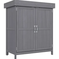 Outsunny Armario De Jardín De Madera Con 2 Puertas Techo Asfáltico 74x43x88 Cm