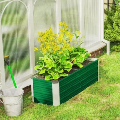 Outsunny Arriate De Jardín De Acero Jardinera Cultivos Plantas 125x47x40cm Verde