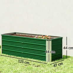 Outsunny Arriate De Jardín De Acero Jardinera Cultivos Plantas 125x47x40cm Verde