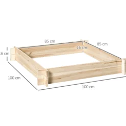 Outsunny Arriate De Madera De Jardín Suelo De Huerto Urbano 100x100x16cm Natural
