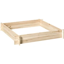 Outsunny Arriate De Madera De Jardín Suelo De Huerto Urbano 100x100x16cm Natural