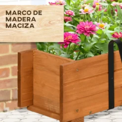 Outsunny Arriate De Madera De Suelo O Pared 2 Orificios De Drenaje 91x18x16,5 Cm