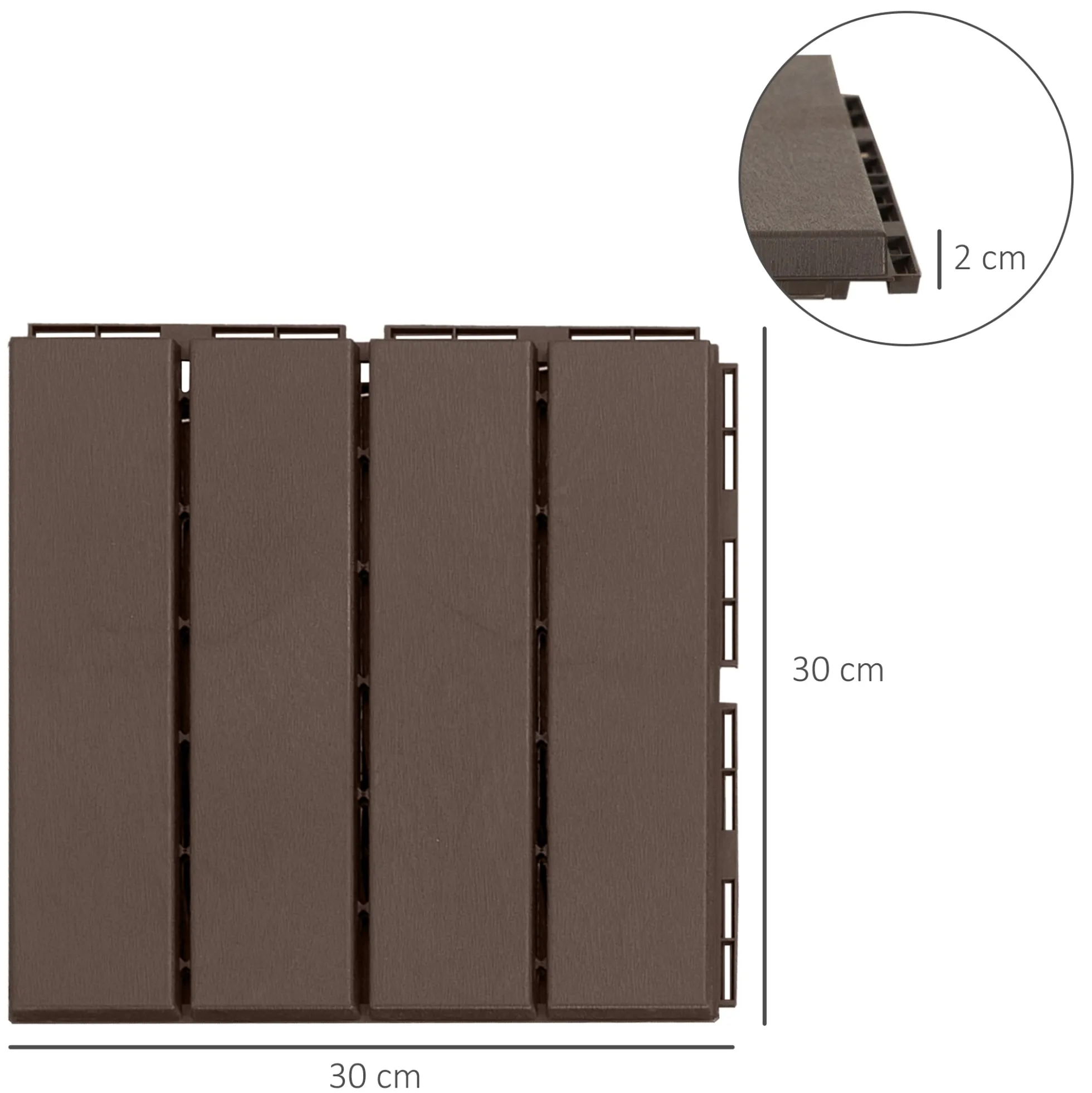 Outsunny Baldosas Cuadradas Para Suelos 30x30 Paquete De 9 Piezas Cubre 0.81 M²