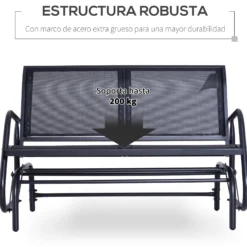 Outsunny Banco Balancín Jardín Columpio De 2 Plazas Estable Tubo Metal 120x70x85