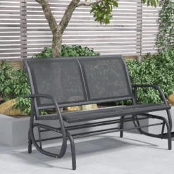 Outsunny Banco Balancín Jardín Columpio De 2 Plazas Estable Tubo Metal 120x70x85