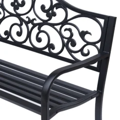 Outsunny Banco De Jardín De Acero Carga 240 Kg Para Patio 127x60x89 Cm Negro