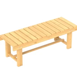 Outsunny Banco De Jardín De Madera De 2 Plazas Carga 250 Kg 110x38x35 Cm Natural