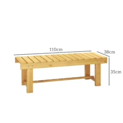 Outsunny Banco De Jardín De Madera De 2 Plazas Carga 250 Kg 110x38x35 Cm Natural