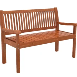 Outsunny Banco De Jardín De Madera Con Funda Impermeable Marrón Claro