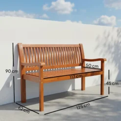 Outsunny Banco De Jardín De Madera Con Funda Impermeable Marrón Claro