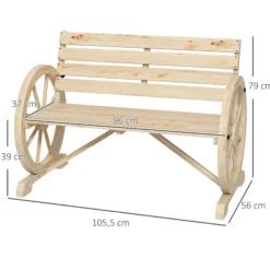 Outsunny Banco De Jardín De Madera Reposabrazos En Forma De Rueda Carga 240 Kg