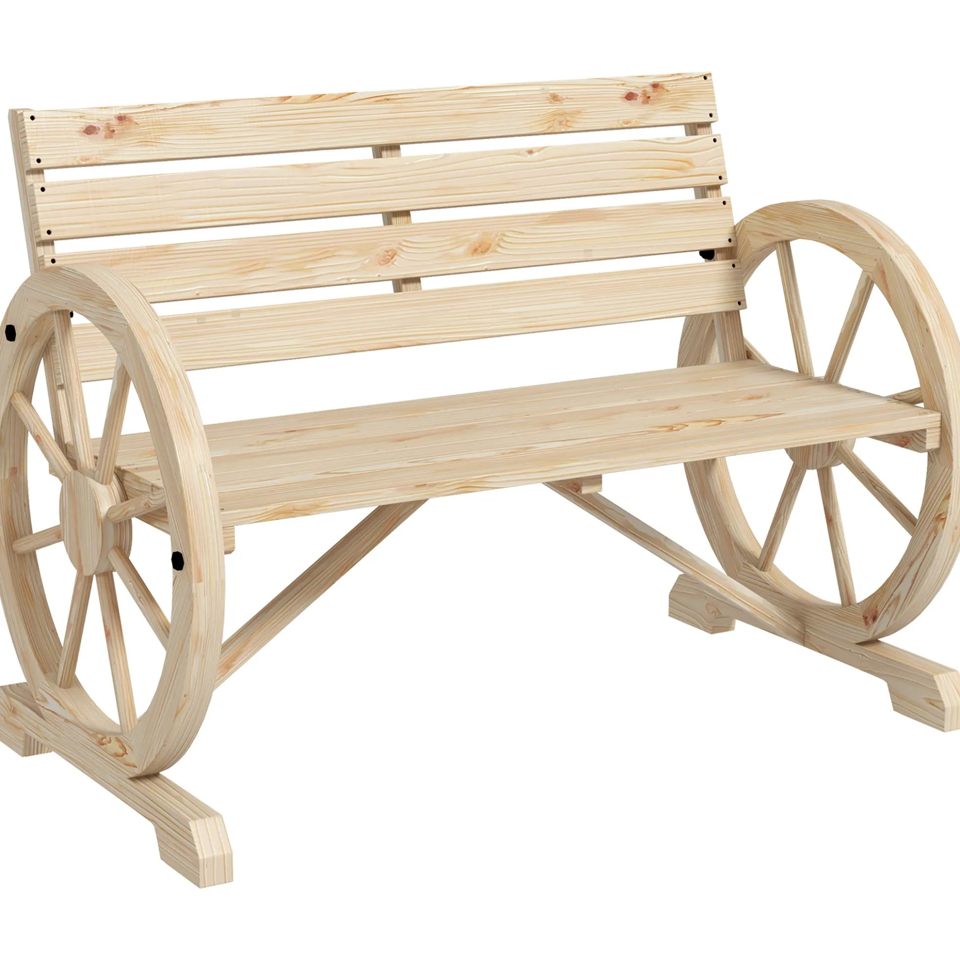 Outsunny Banco De Jardín De Madera Reposabrazos En Forma De Rueda Carga 240 Kg