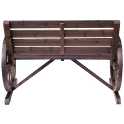Outsunny Banco De Madera Con Apoyabrazos En Forma Rueda De Carro 105,5x59x75 Cm