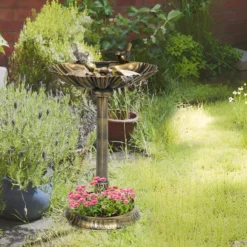 Outsunny Baño Para Pájaros De Jardín Exterior 81 Cm Con Diseño De Concha Bronce