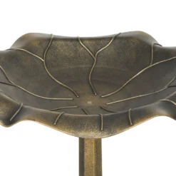 Outsunny Baño Para Pájaros De Jardín Exterior Con Diseño Hoja De Loto Bronce