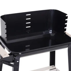 Outsunny Barbacoa Carbón Altura Parrillas Ajustable Estantes Ruedas 83x46x87 Cm