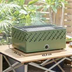 Outsunny Barbacoa De Carbón Con Ventilador Integrado 45,5x29x21 Cm Verde Claro