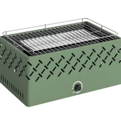 Outsunny Barbacoa De Carbón Con Ventilador Integrado 45,5x29x21 Cm Verde Claro