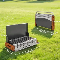 Outsunny Barbacoa De Carbón Plegable 50,5x34x33 Cm Con Bandeja Extraíble