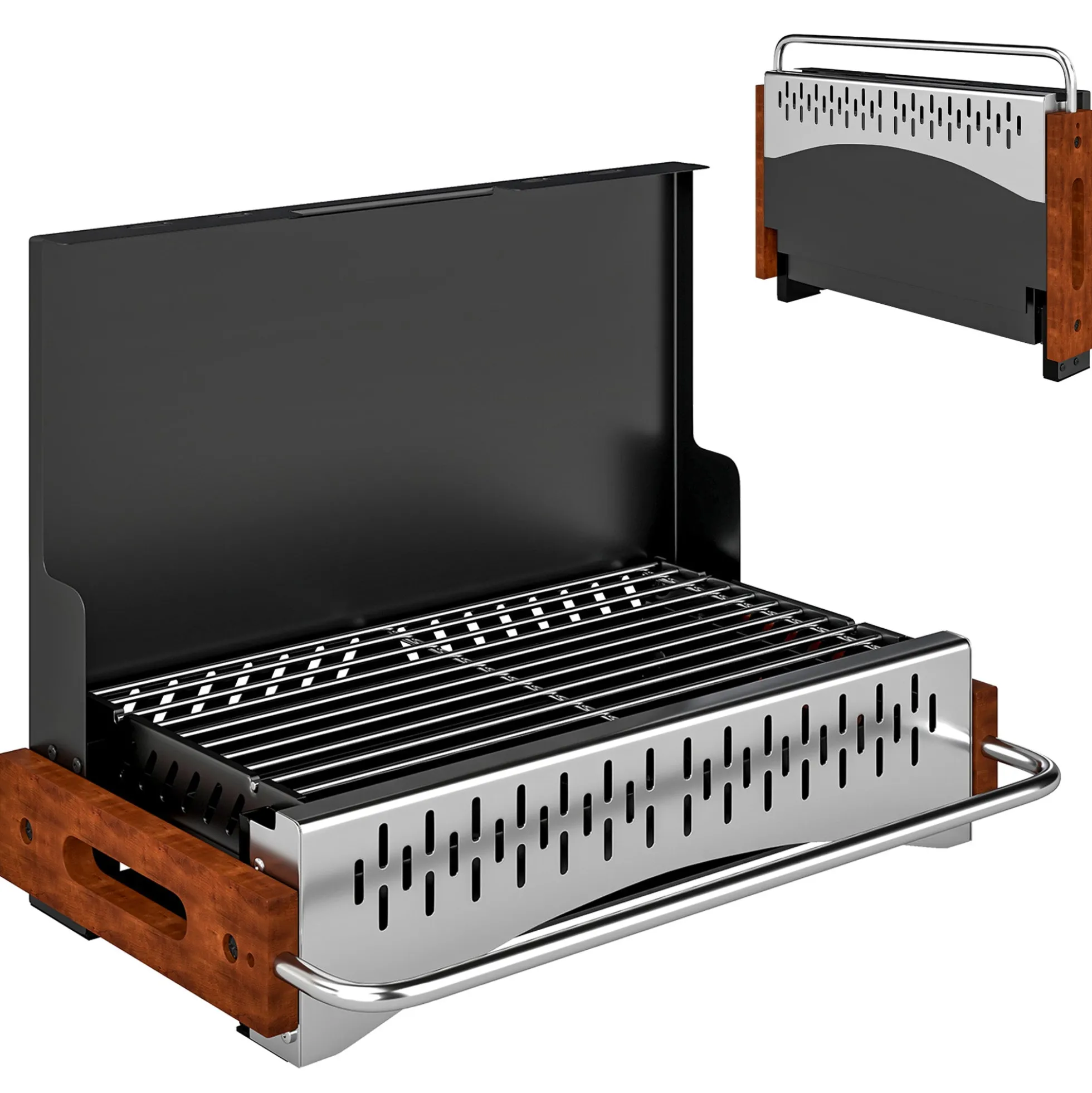 Outsunny Barbacoa De Carbón Plegable 50,5x34x33 Cm Con Bandeja Extraíble