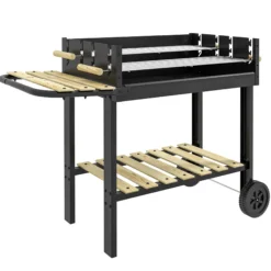 Outsunny Barbacoa De Carbón 113x53,5x82,5 Cm Con 2 Parrillas Alturas Ajustables
