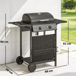 Outsunny Barbacoa De Gas Bbq Gas Con 2 Quemadores 5 Kw Con Termómetro