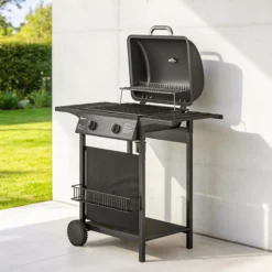 Outsunny Barbacoa De Gas Bbq Gas Con 2 Quemadores 5 Kw Con Termómetro