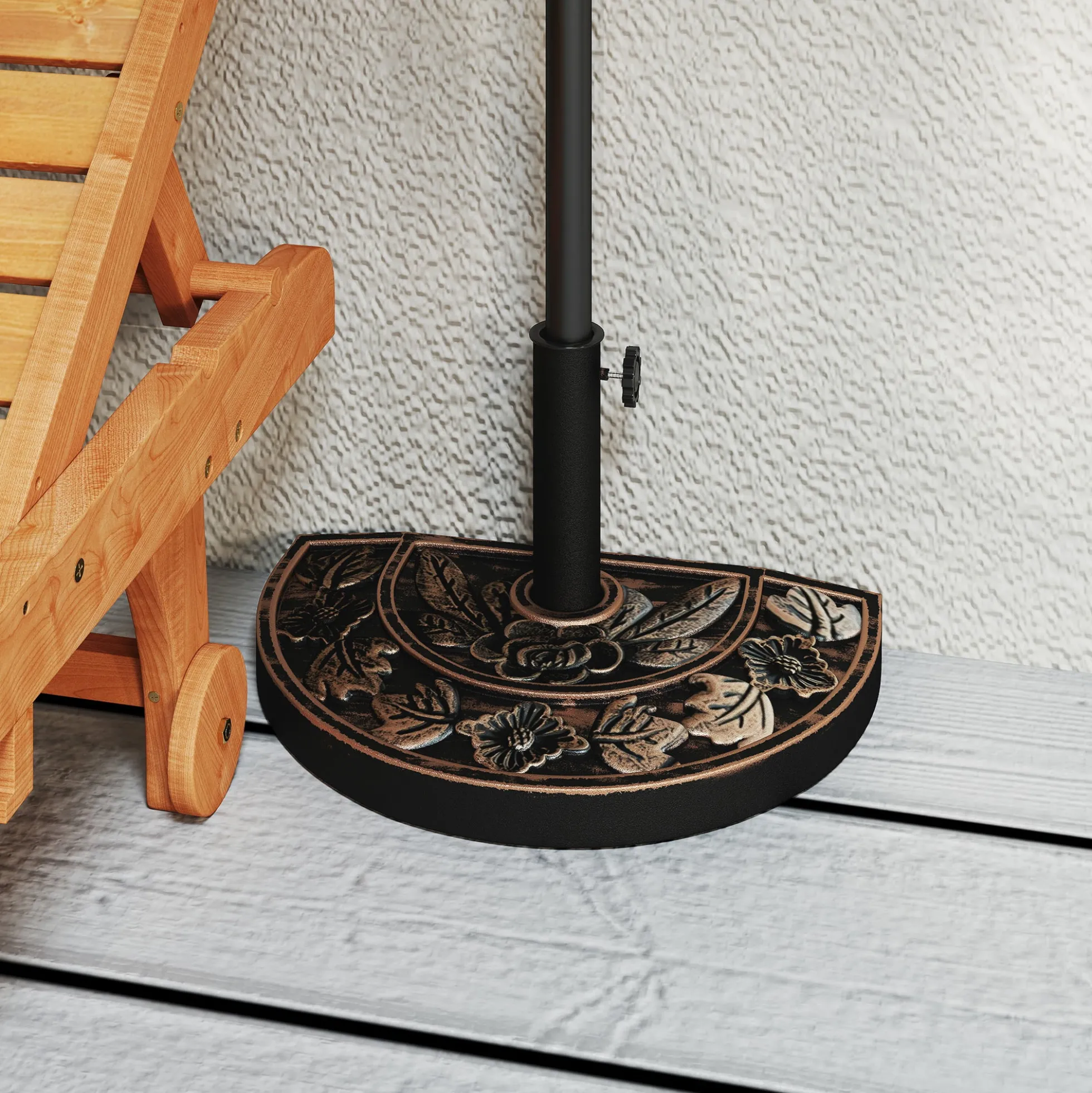 Outsunny Base De Sombrilla Peso 9 Kg En Forma De Semicírculo 50x31x32 Cm Bronce