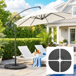 Outsunny Base Para Sombrilla De 4 Piezas Rellenable Con Arena 68 Kg O Agua 52 L
