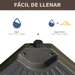 Outsunny Base Para Sombrilla 4 Partes Rellenable De Arena Y Agua Desmontable