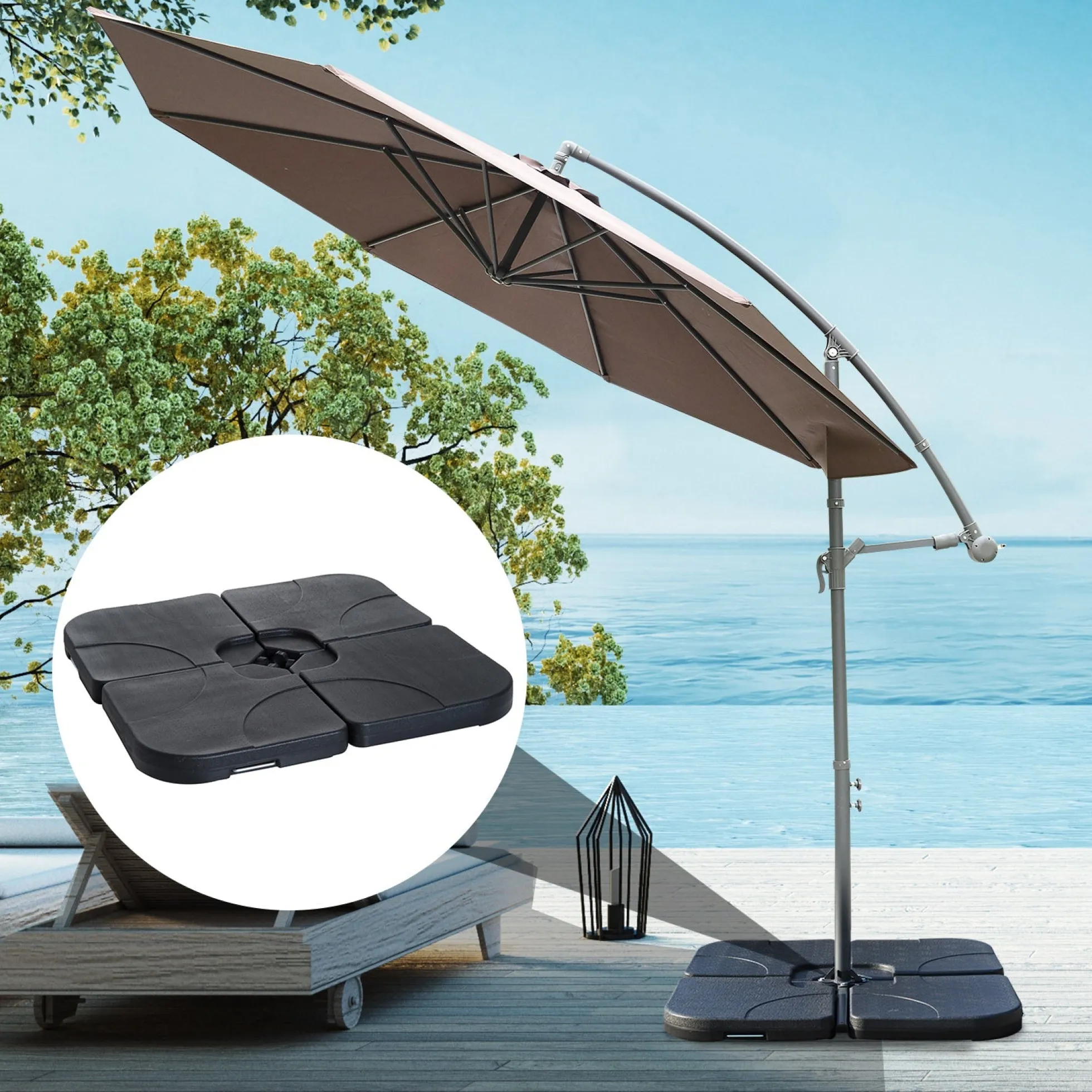 Outsunny Base Soporte De Sombrilla Pie Para Parasol Negro