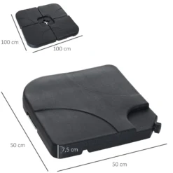 Outsunny Base Soporte De Sombrilla Pie Para Parasol Negro