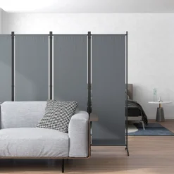 Outsunny Biombo Separador De Ambientes De 4 Paneles Plegable 221x172 Cm Gris